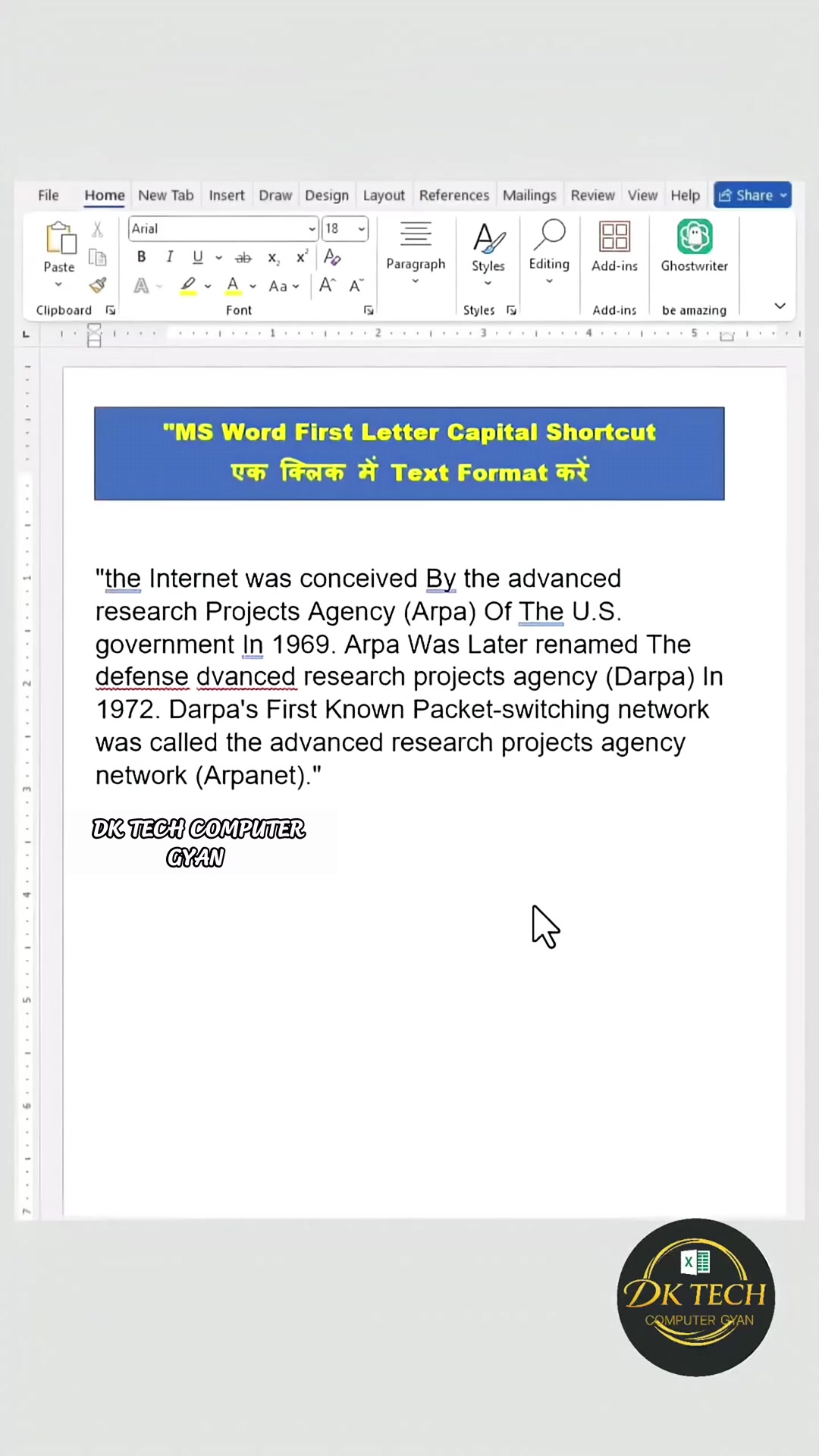 MS Word First Letter Capital Shortcut👍🏻 ️ | How to convert First letter ...