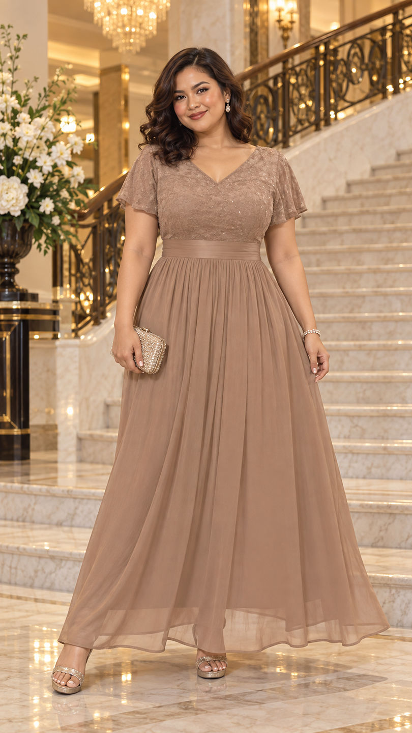 CHECKOUT 🔗👉 https://s.shopee.ph/1AbtBzUMO, ELEGANT PLUS SIZE GOWN FOR YOUR NEXT SPECIAL OCCASION. ✨👗💍, Wedding invitation but still searching for what to wear? This Plus Size Formal Lace Long Dress is 
