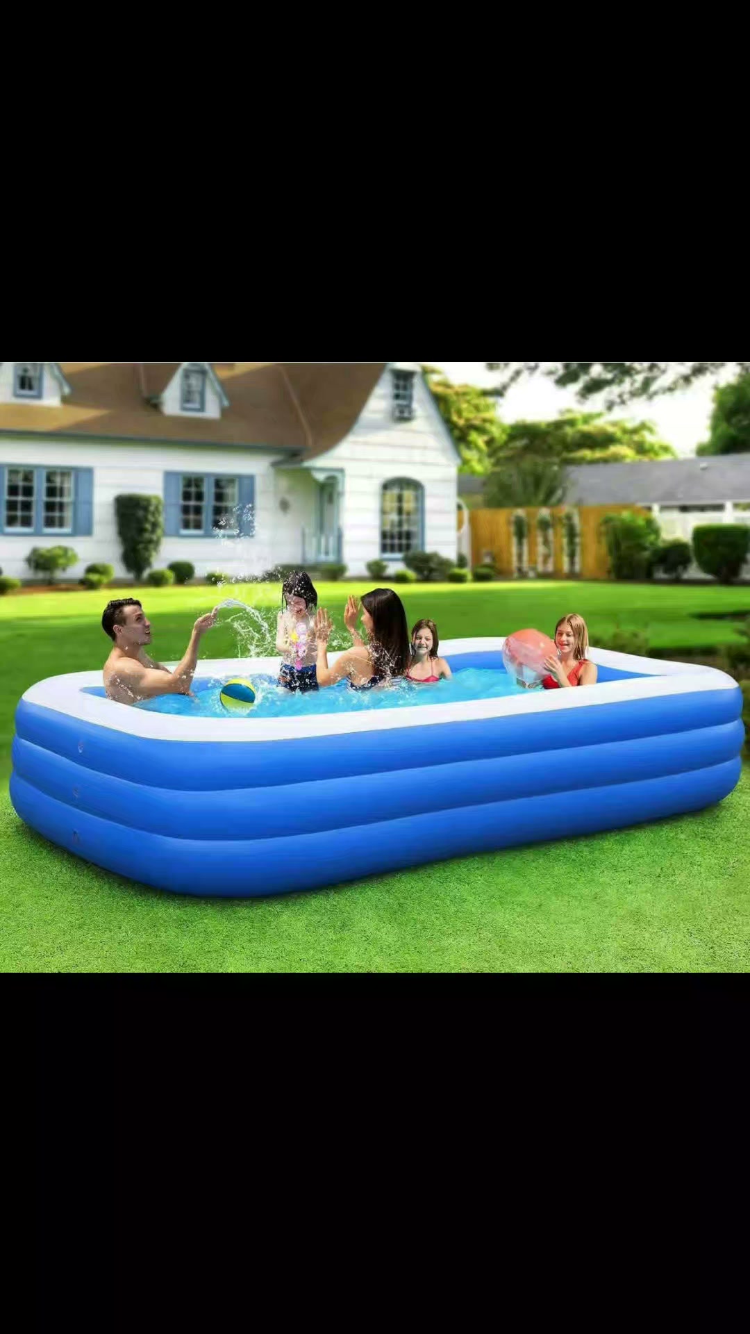 SUpoetry Jeu De Bowling Gonflable Pour Piscine – Quilles Et Anneaux De Lancer – 1 Croix + 2 Cercles Bleus + 2 Cercles Rouges – Été