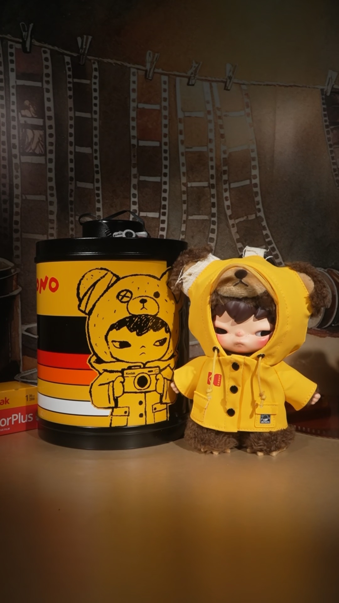 HIRONO X KODAK CLICK BEAR PLUSH DOLL PENDANT A pop of yellow