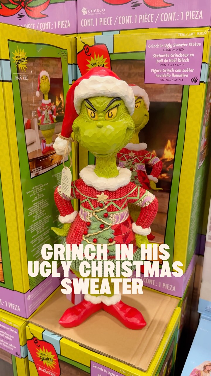 グリンチ フィギュア クリスマス サンタ　コストコ New Grinch in a Christmas sweater statue at Costco