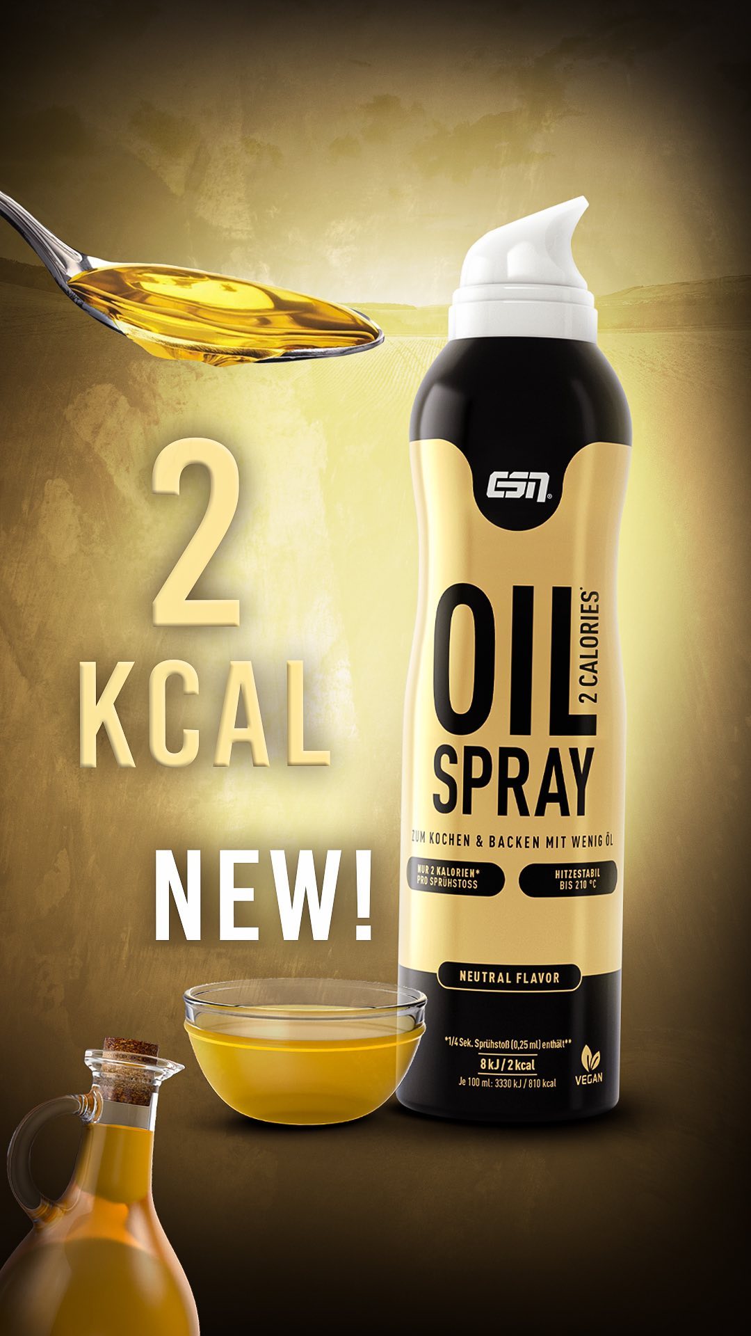 This is a must-have in any fitness kitchen and will be available from today at 12 o’clock: The ESN Oil Spray 💯, Thanks to the convenient spray nozzle, you can easily control the amount of oil and