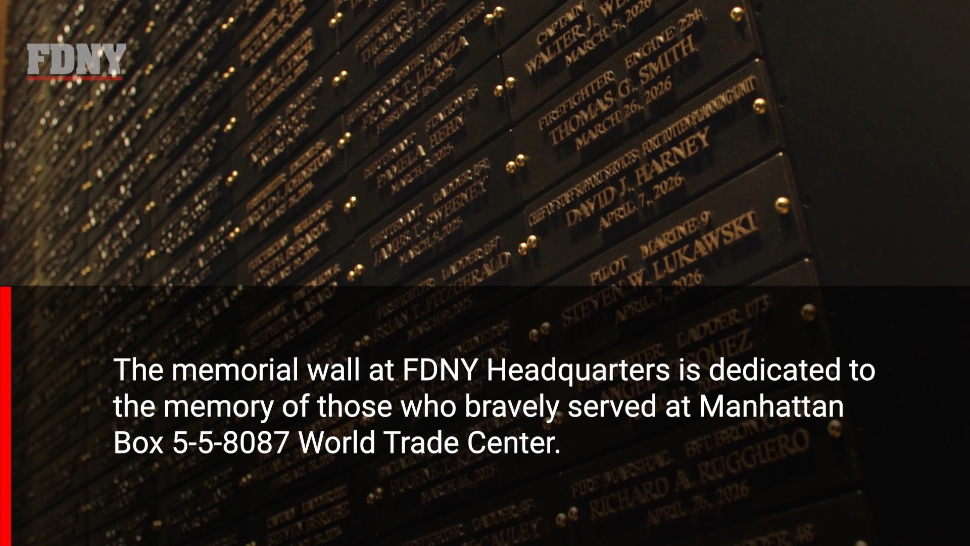 The FDNY added 36 names to the World Trade Center Memorial Wall on