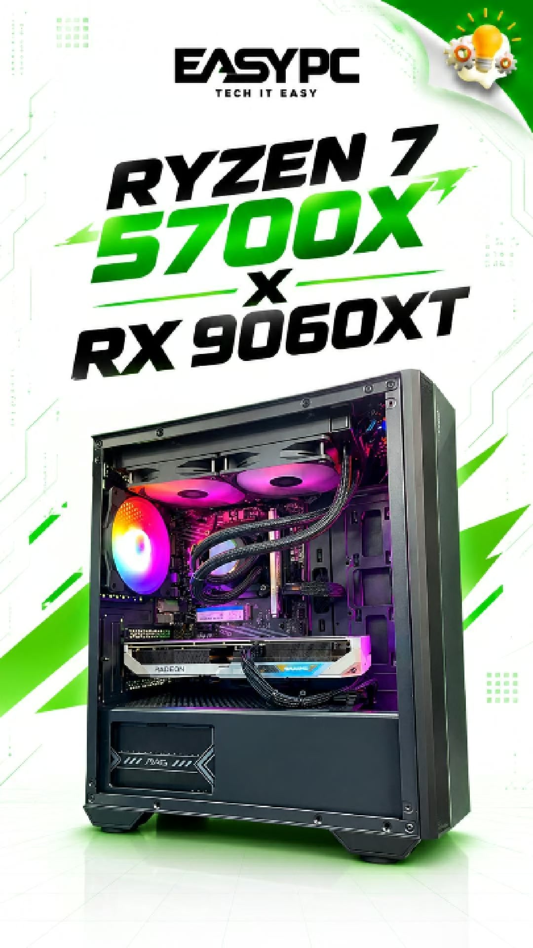 🔥 RYZEN 7 5700X × RX 9060 XT 🔥 Power. Performance. Game on