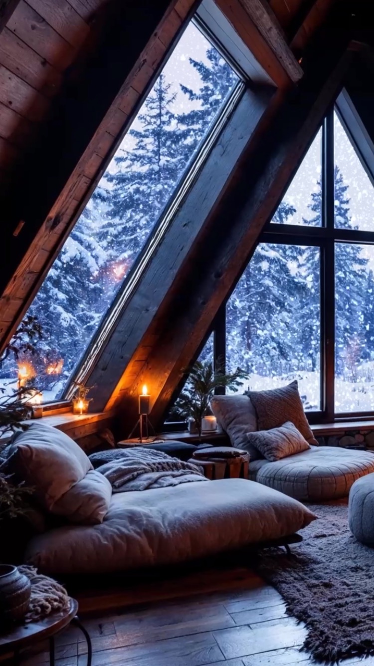 Winter wonderland vibes This cozy A-frame cabin is my ultimate escape ...