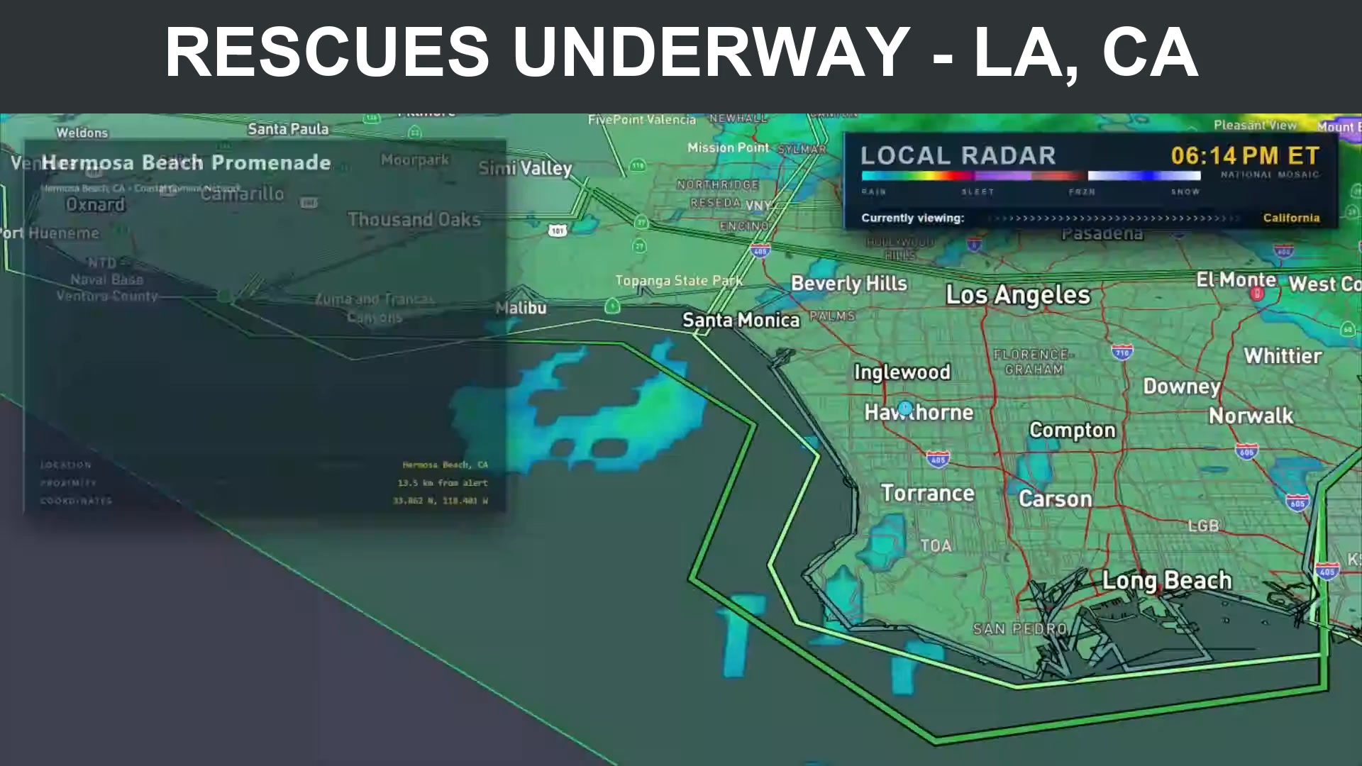 LIFE-THREATENING FLOODING in the Los Angeles, CA basin! Emergency crews ...