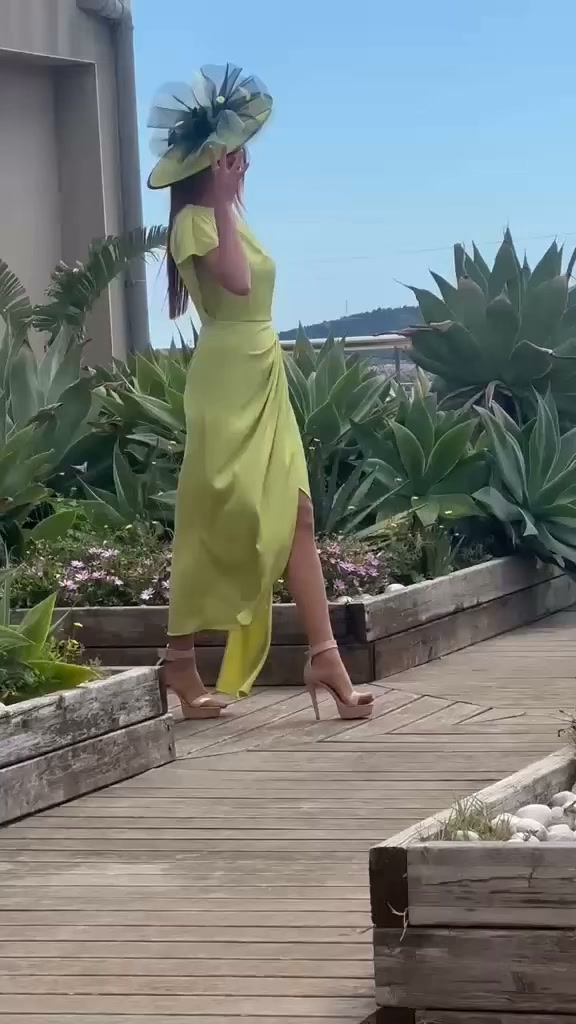 green races dress 💚 is always a great choice! 💚, Whether you're attending a wedding, heading to the races, celebrating at a party, or dressing up for a special occasion, this stunning green is sure to turn Web Collection: Feather dresses