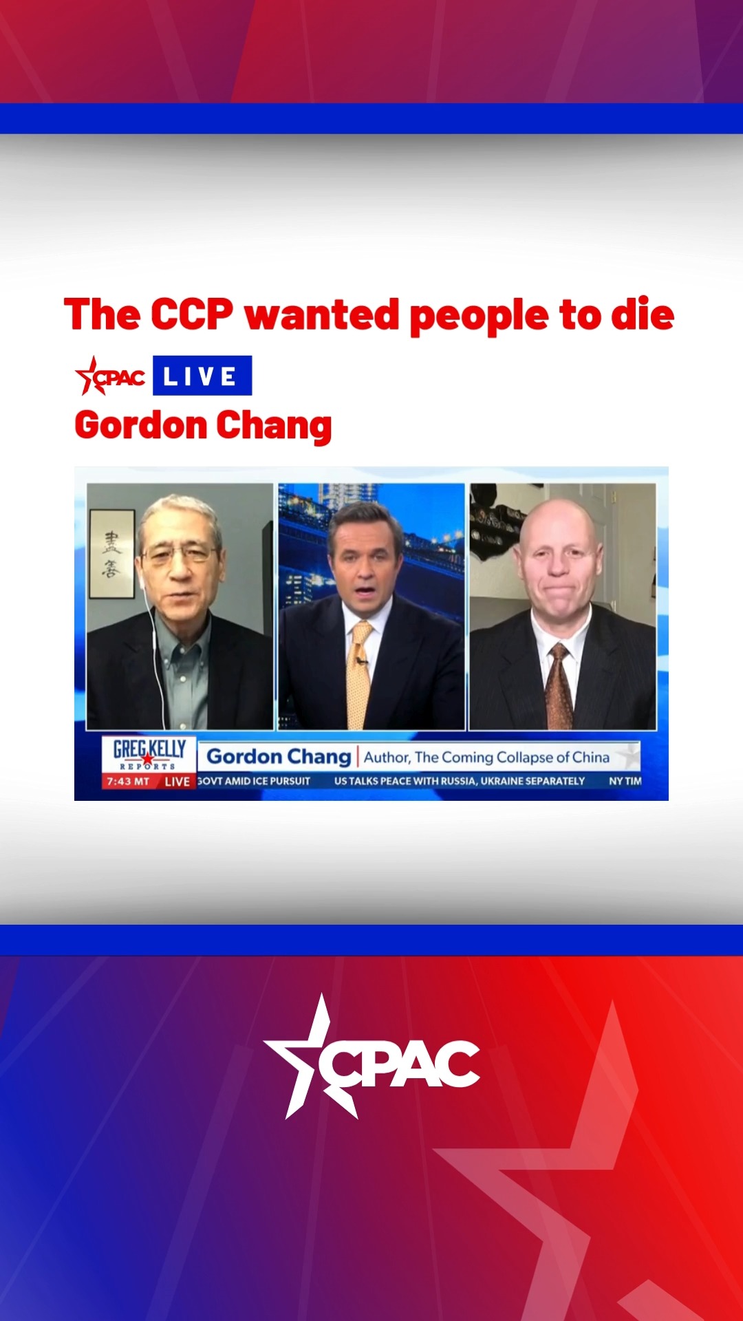 The CCP wanted people to die CPAC Board Member Gordon Chang on @Newsmax ...
