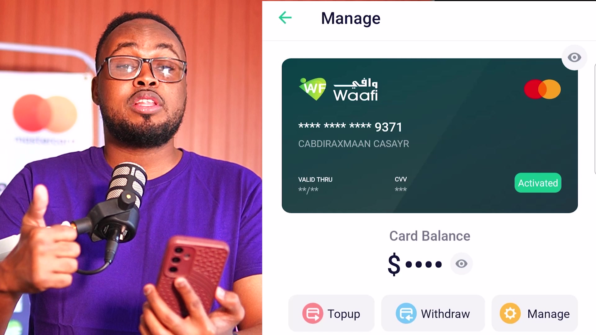 Sidee u dalban kartaa waafi digital master card? qaab fudud oo