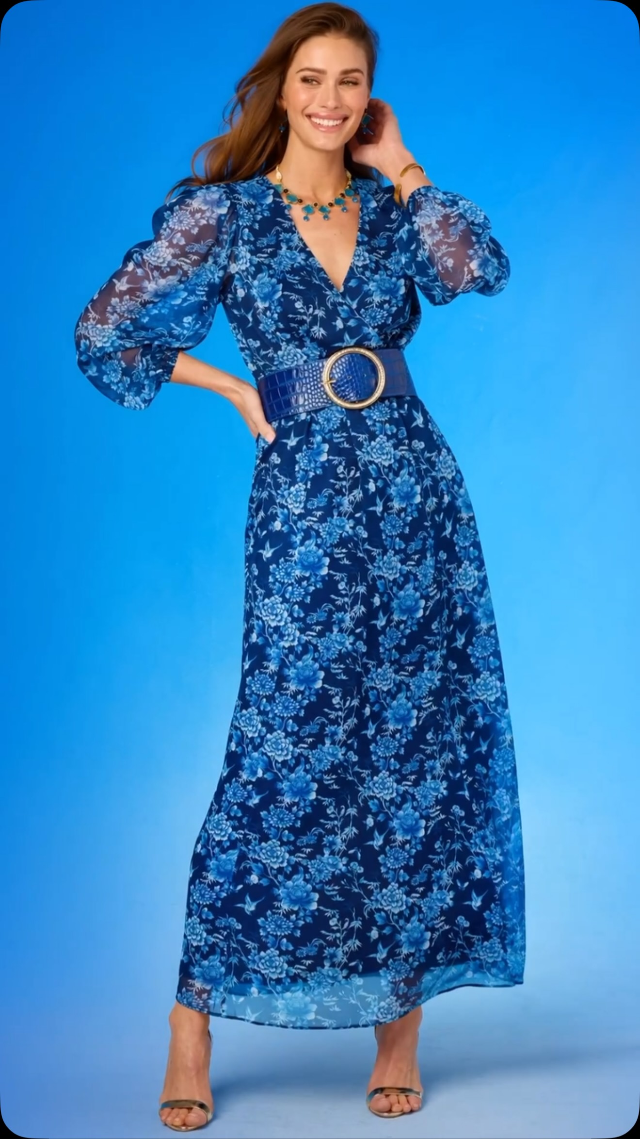 nico blue dresses Dress The perfect dress for weddings or garden soirées Blythe Maxi Crinkle Chiffon Dress
