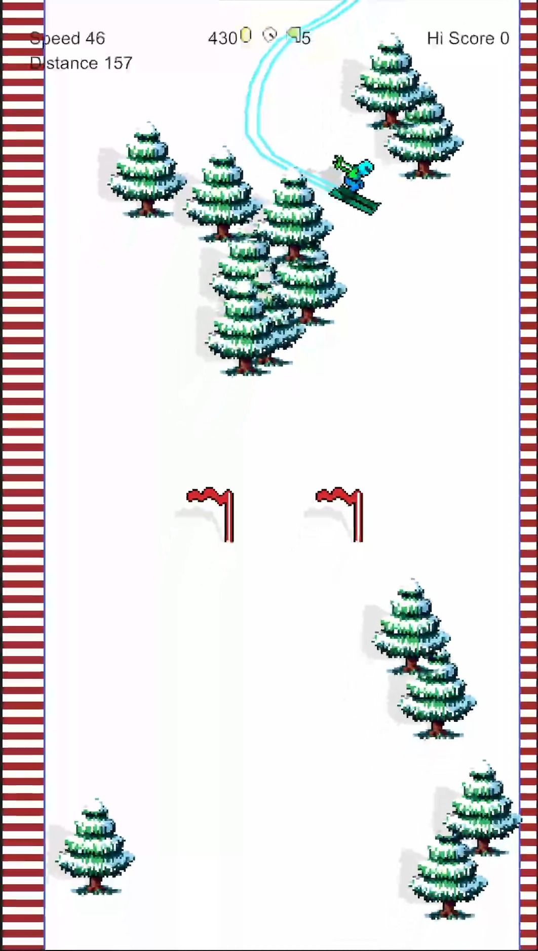The skiing game has been progressing quite well. It is a true one