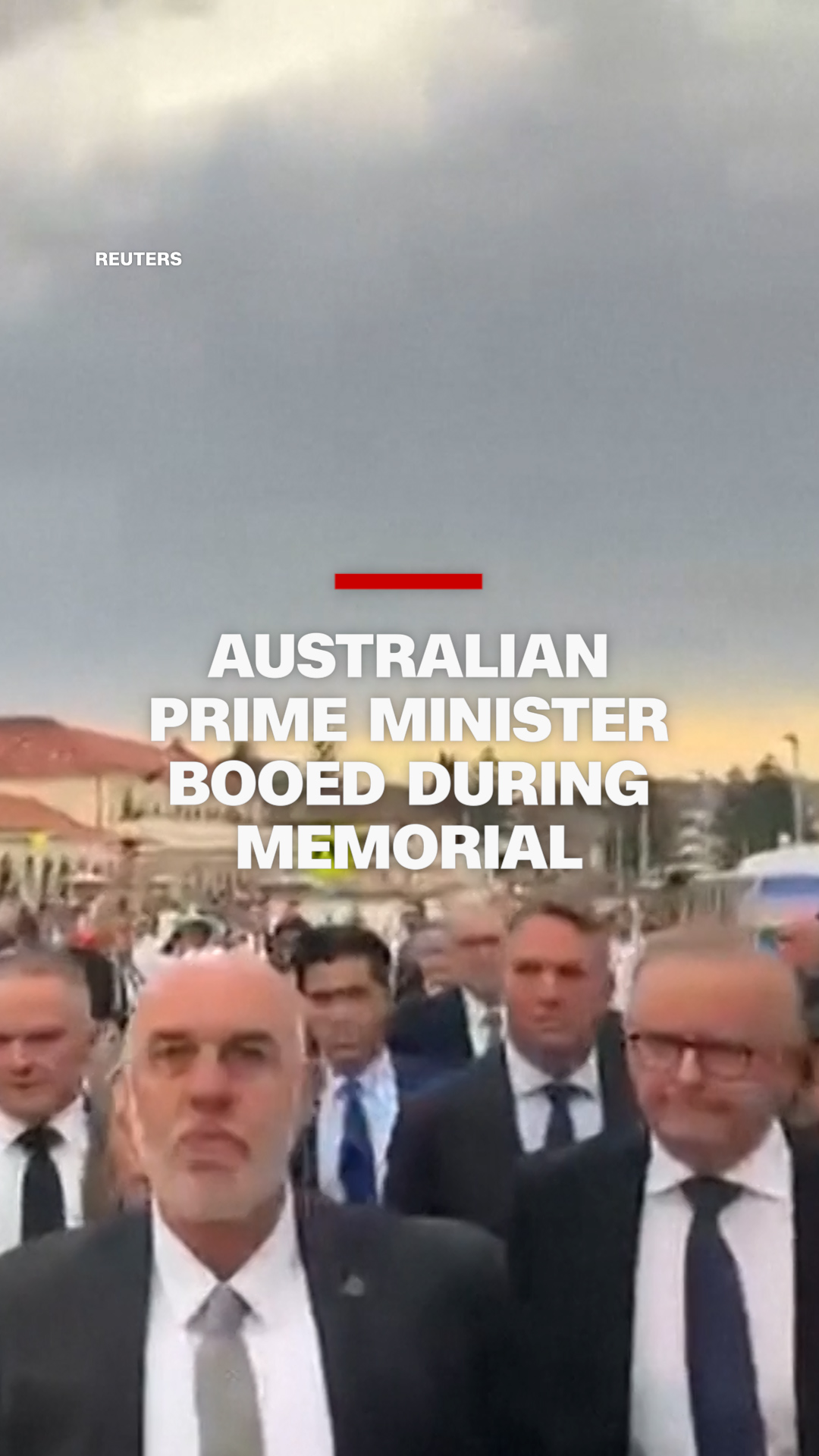 While arriving to a memorial honoring victims of the Bondi Beach ...