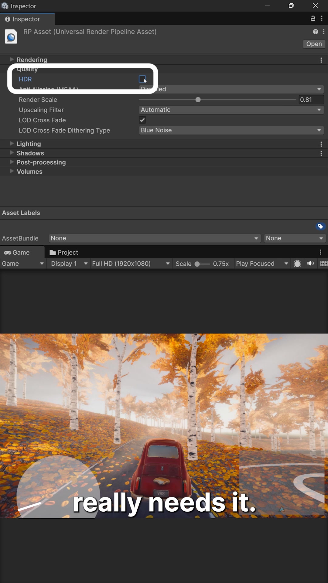 Boost performance with URP’s built-in settings. Learn how Render Scale ...