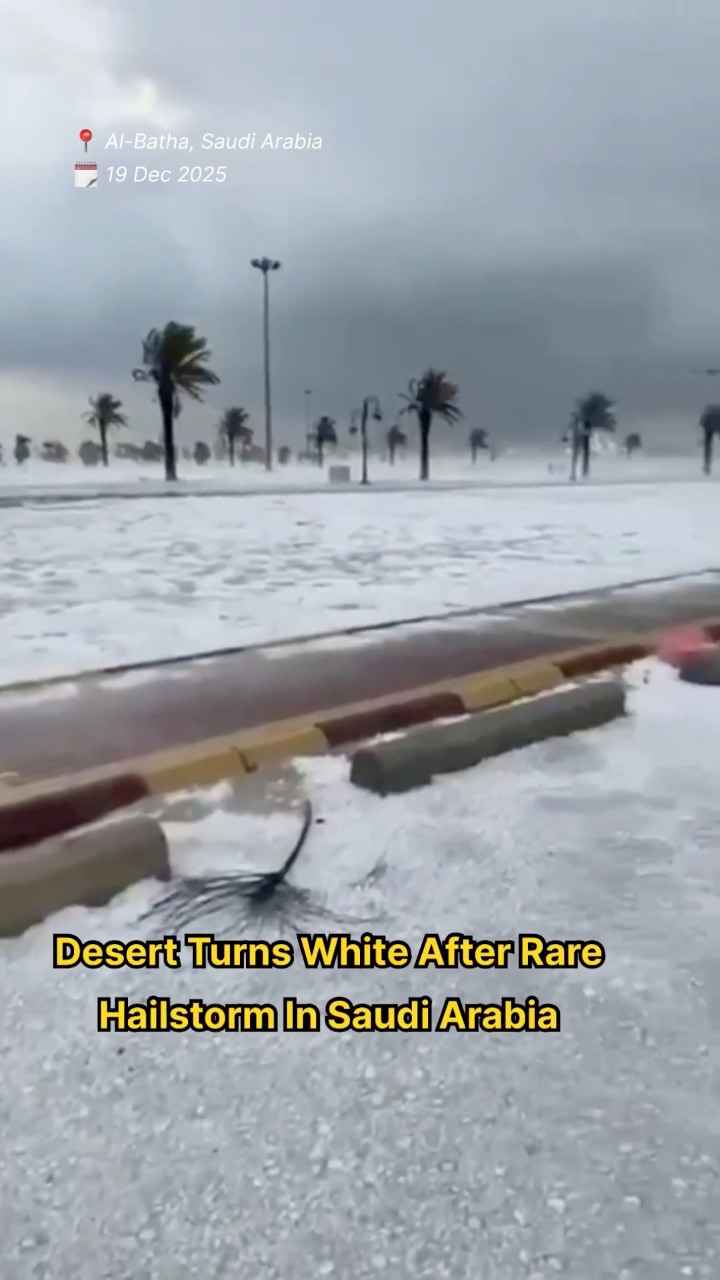 Desert Turns White After Rare Hailstorm in Saudi Arabia A rare and ...