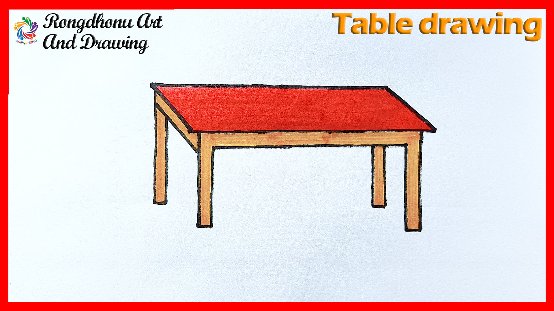 Easy Table Drawing Tutorial | Simple Wooden Table Drawing with Marker ...