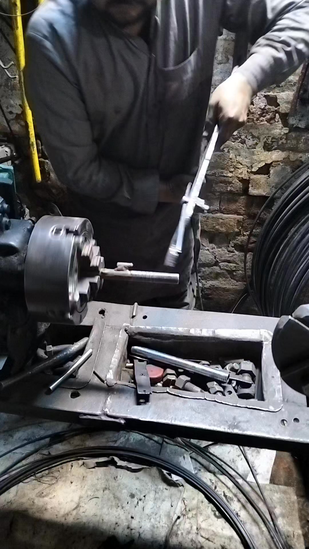 Today I made a metal spring on a machine specially designed for stove ...