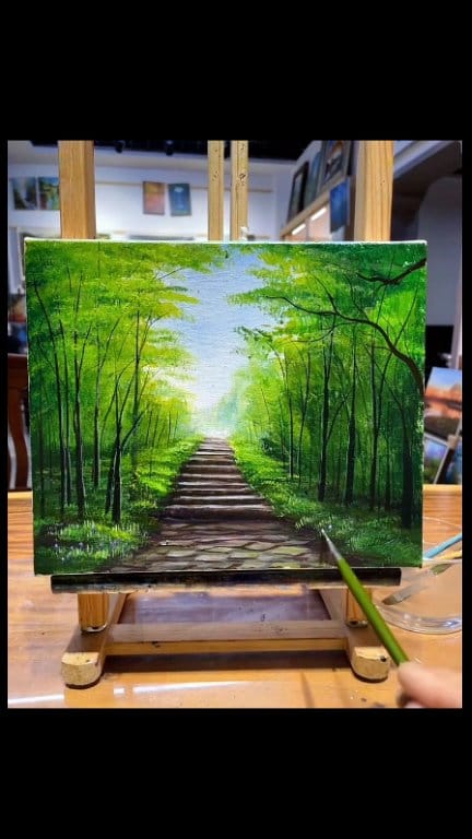 How to draw beautiful scenery of forest pathway.🎨🖌️ . #painting #nature ...