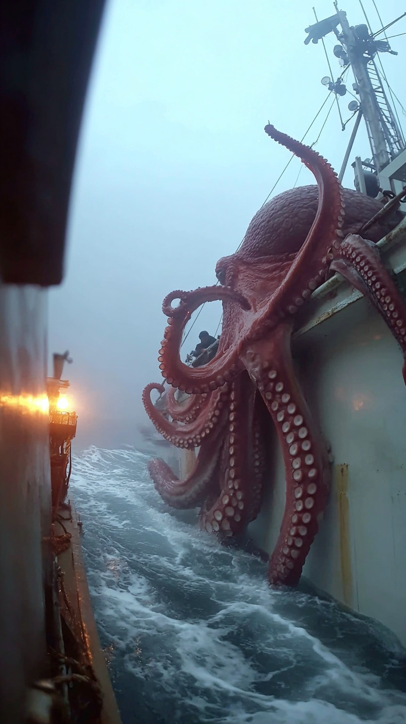 It almost pulled the entire vessel down... 😱 Colossal Octopus Spotted ...
