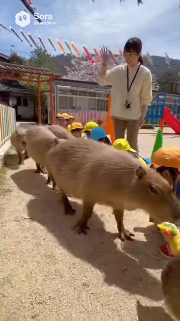 Capybara visiting Japanese kindergarten, cute animals and kids | AA ...