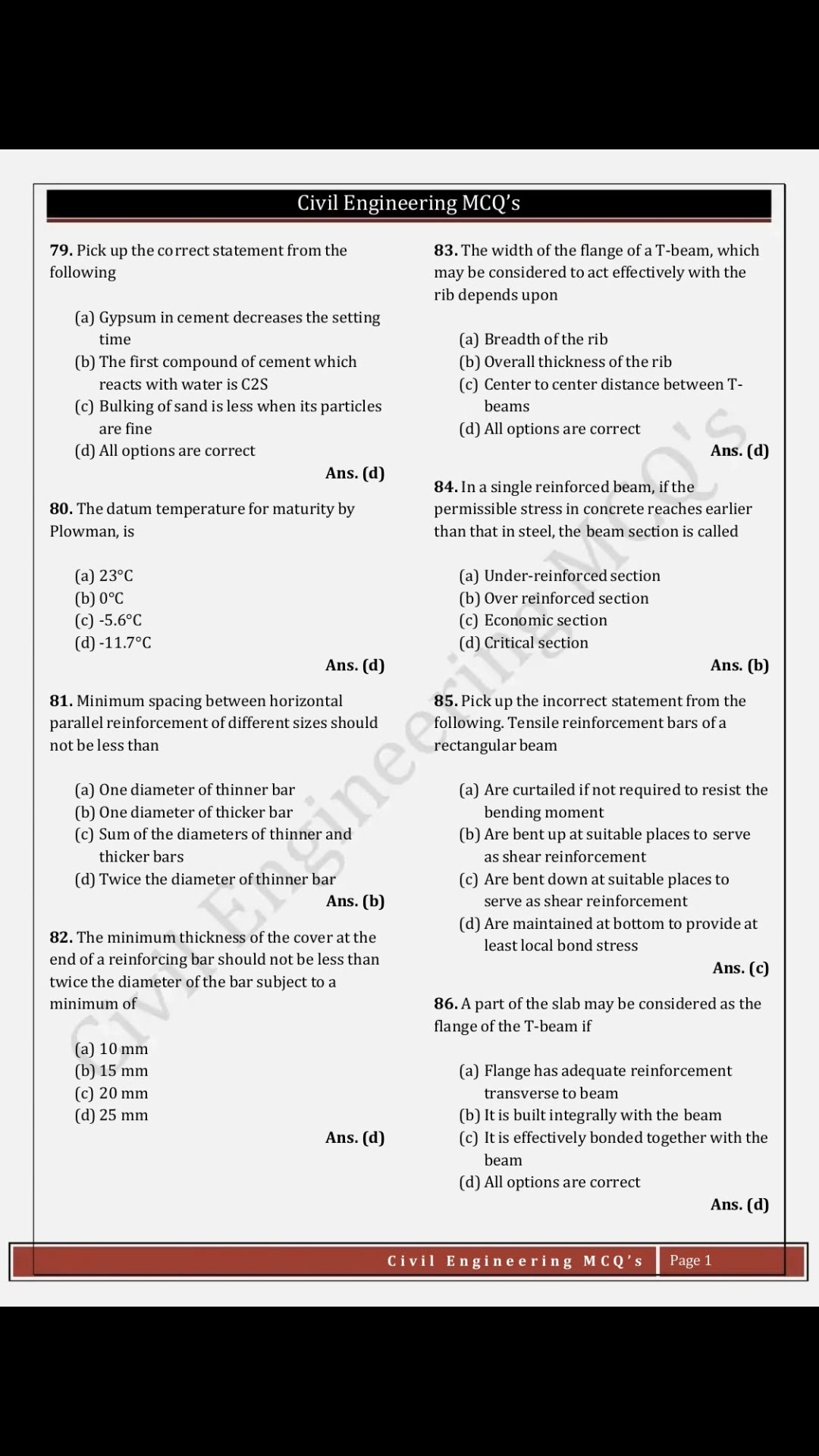 1200 Most Important Civil Engineering MCQ note for Loksewa Preparation ...