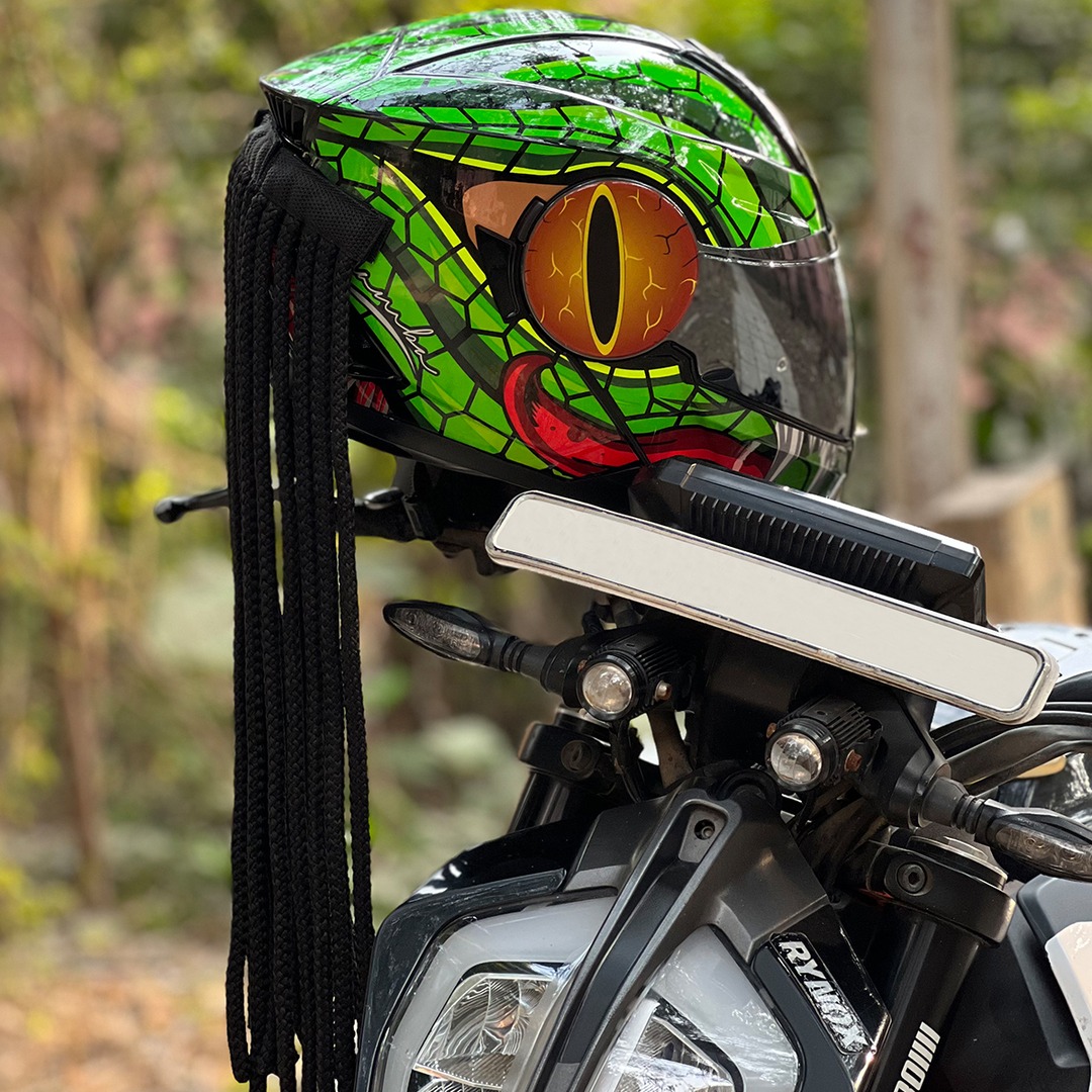 bike helmet with dreads Grandbiker Polyester Universal Design Predator Dreadlocks/Add-On Hair Attachment for Rider Helmet, Black and Neon 6 mm predator 24 hair length ( not incluted) Car & Motorbike 【TIP】 Tap Home at the bottom or 亖 at the top right for more motorcycle gear Shaving dreadlocks for motorcycle helmet