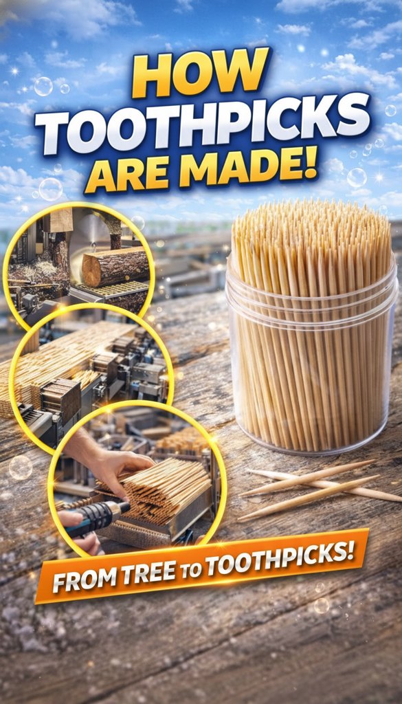 Small stick, smart process 🪵This is how toothpicks are made inside ...
