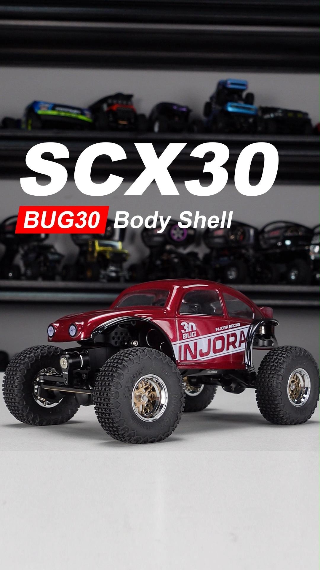 INJORA BUG24 Carrosserie avec Cage de Roll pour 1/24 Axial SCX24,Bourgogne
