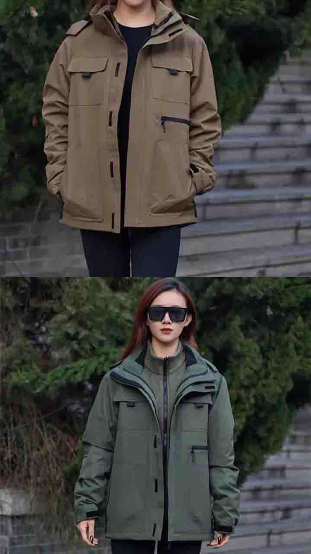 A trendy and user-friendly two-way detachable windproof jacket
