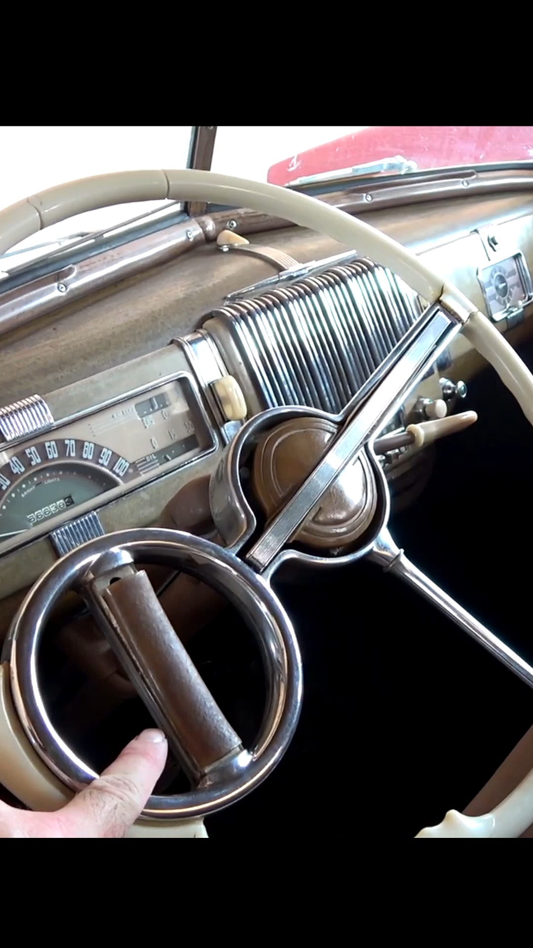 Very unusual steering wheel on this 1940 Chevrolet business coupe