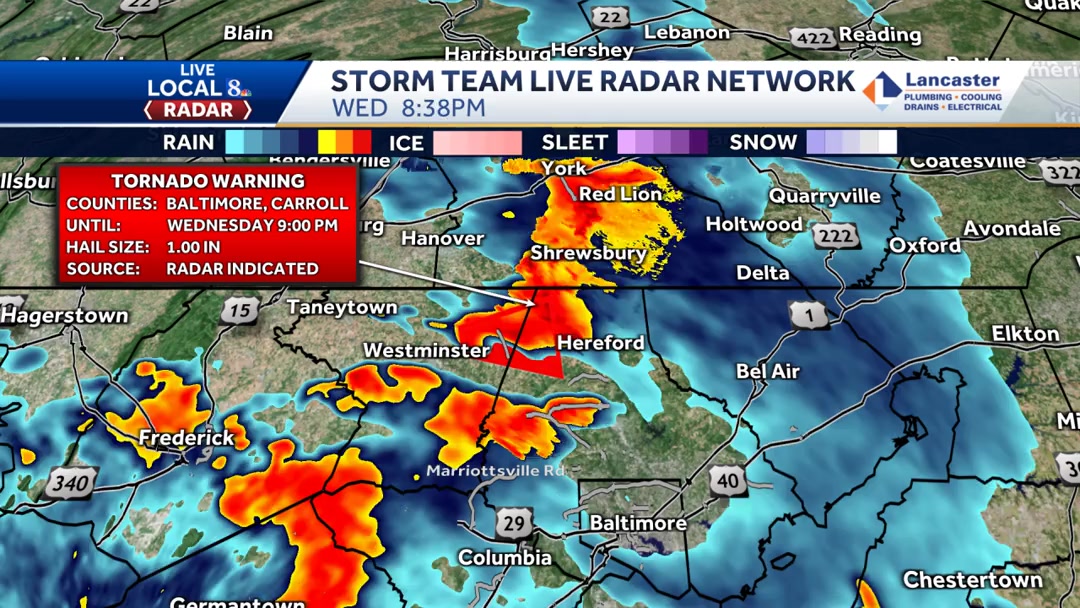 Strong line of t'storms moving through York County & into Baltimore ...