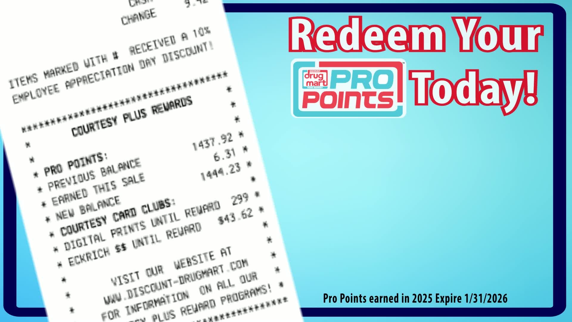 Check the bottom of your receipt for your total Pro Points. Then go to ...