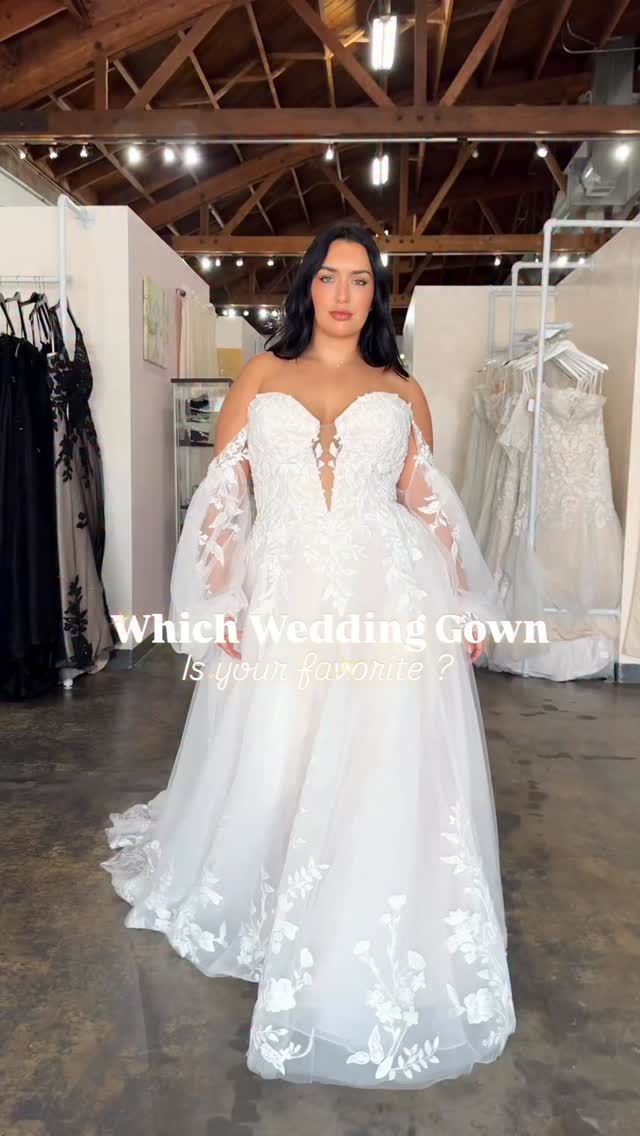 Long Beach, you're going to want to see this one! 💛Our newest arrival understood the assignment, from the sculpted corset bodice and delicate lace to that soft shimmer running through the entire