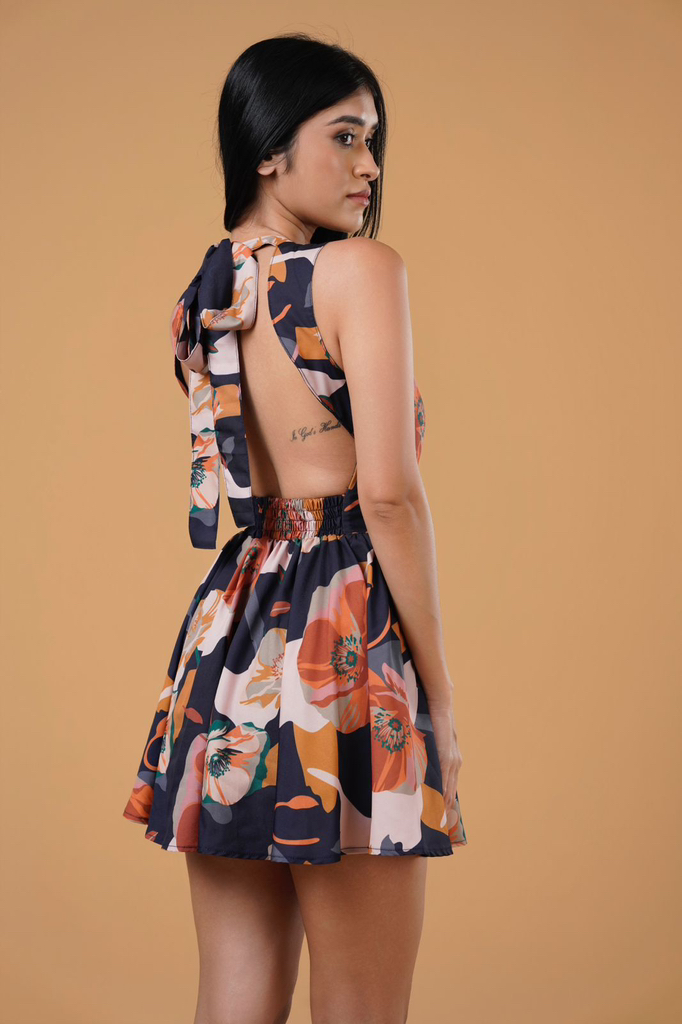 Mani Floral Backless Skater Mini Dress, #inspired #girlsbyinspired | Inspired