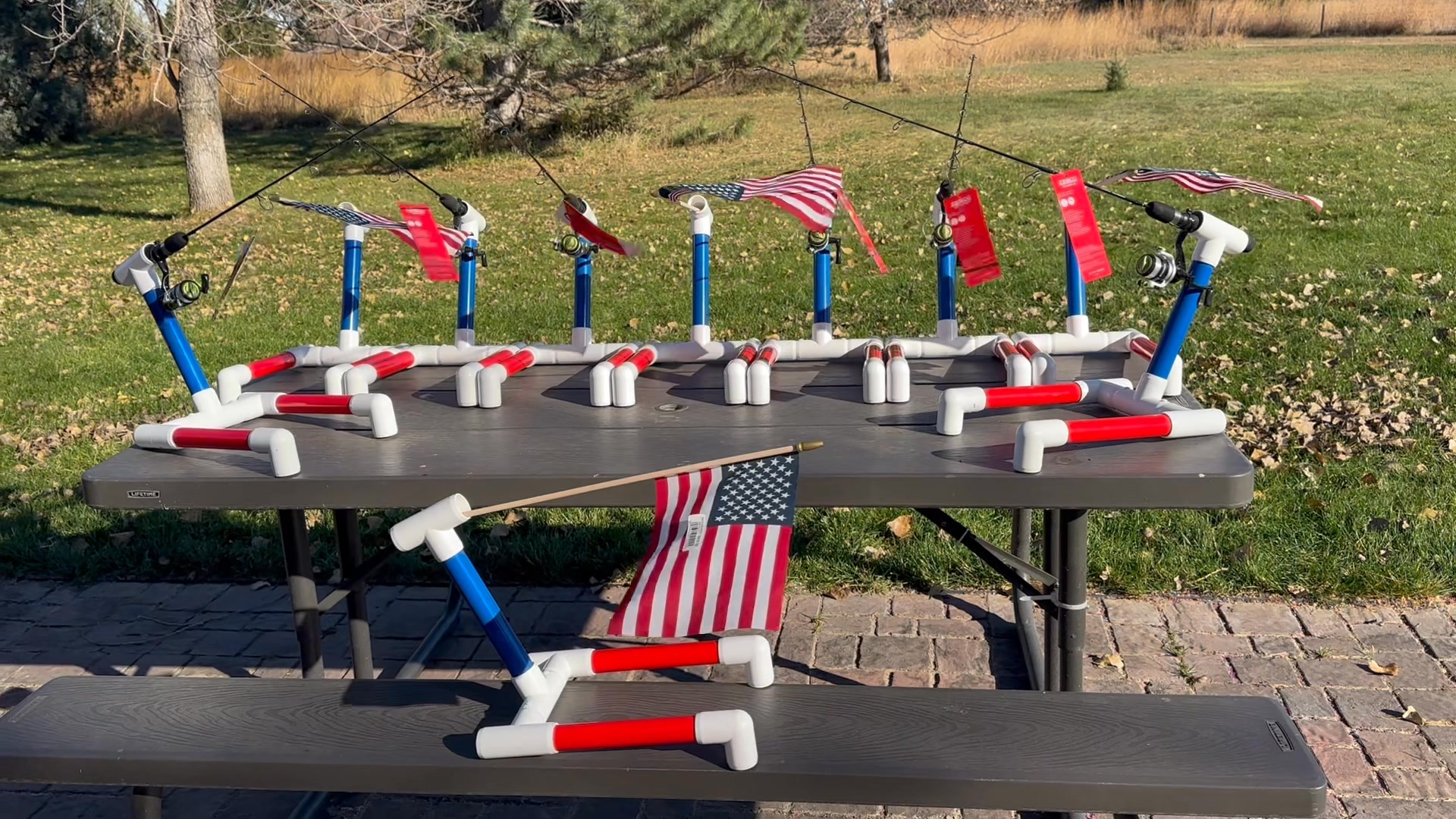 ice fishing rod holder with flag Boat Pole American Flag The HT Enterprises Ice Rigger works with your favorite ice rod/reel combo Boat Rod Holder Flag Flyer
