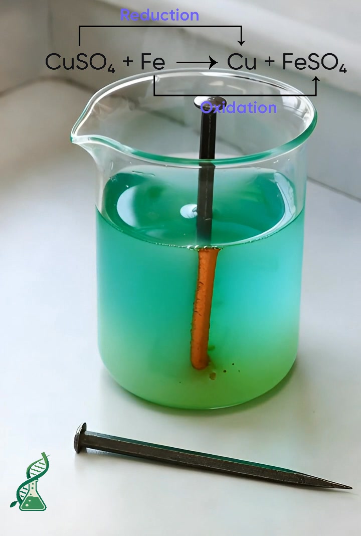 💥 Chemistry in Action! 💥 Watch what happens when iron meets blue copper ...