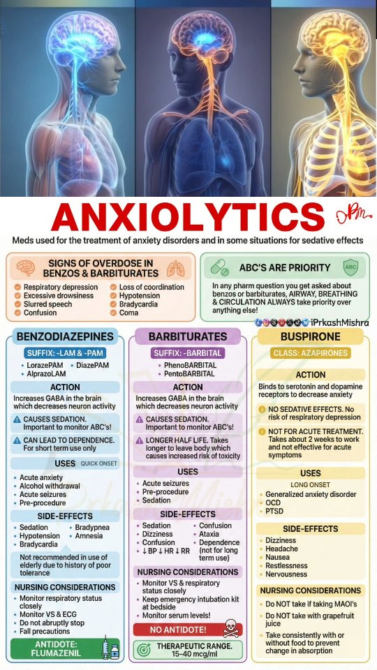 Anxiolytics: Benzodiazepines, Barbiturates & Buspirone #Anxiolytics # ...