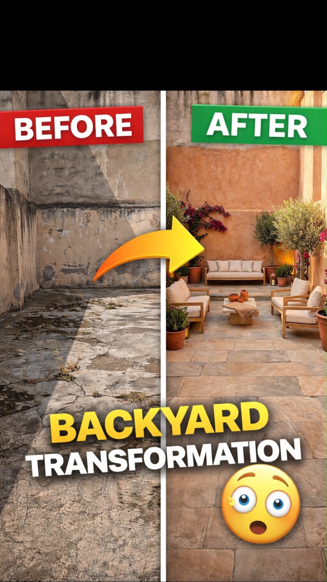 Messy backyard turned into a dream outdoor space! 😍🌿 This satisfying ...