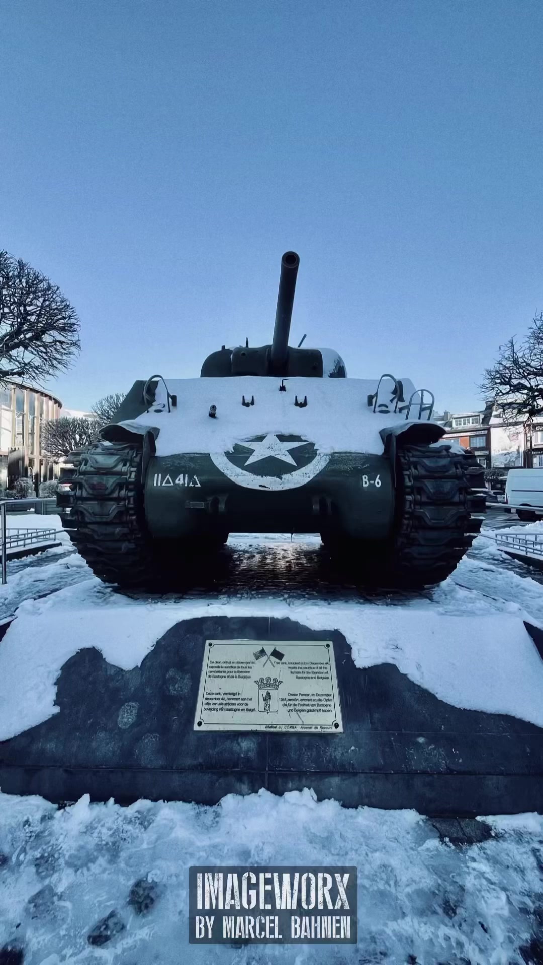 Sherman tank in the centre of Bastogne, to honor and remember the ...