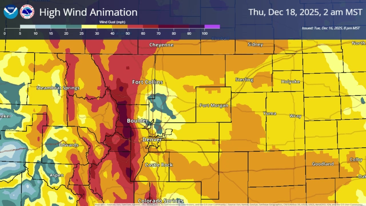 Wind forecast animation: Strong winds develop in Front Range Mountains ...