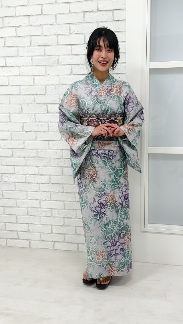 専用です　着物　大島　単衣紫陽花 梅雨コーデ】@kimonosunao ・着物: 単衣の大島紬 ・帯: 紫陽花の織