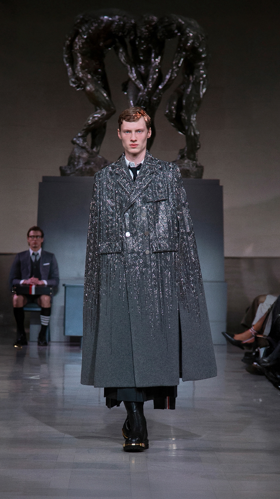 heavy metal … thom browne fall 2026 collection. ayak wears wide
