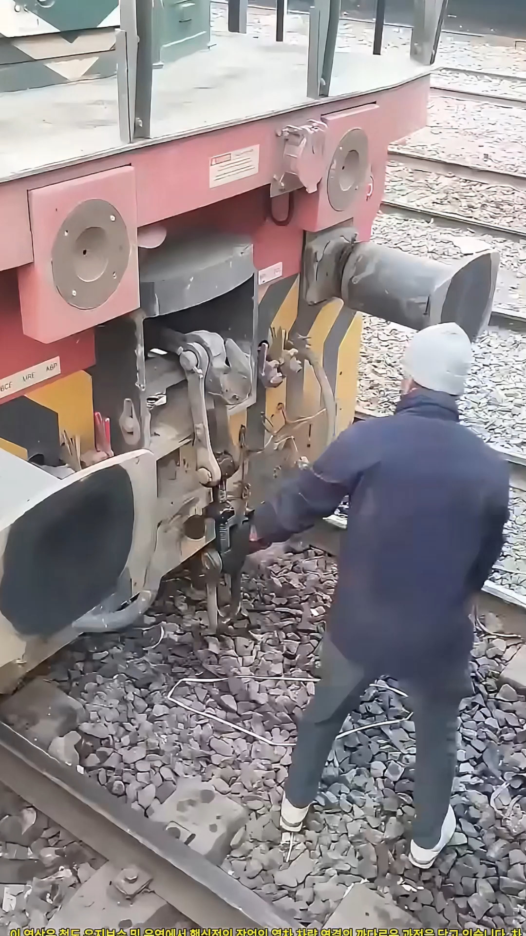 Manual train coupling is a process of joining train carriages using a ...