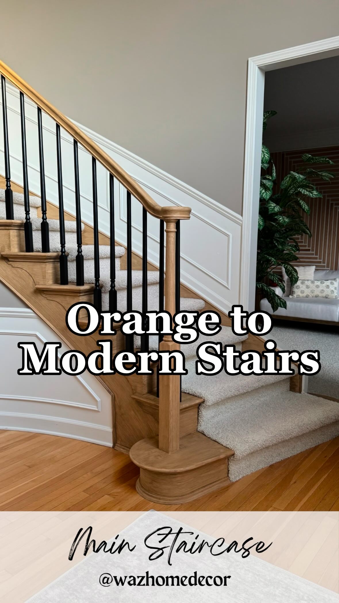 BIG Staircase REVEAL!! And there was NO SANDING!! I can’t believe the ...