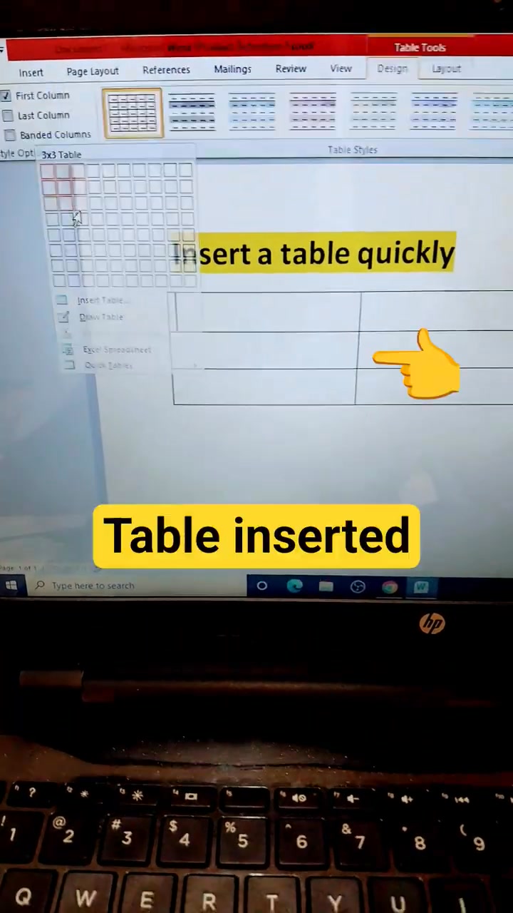 Insert Table in Word Instantly ⚡#shortsreels #wordtips #shortcuts ...