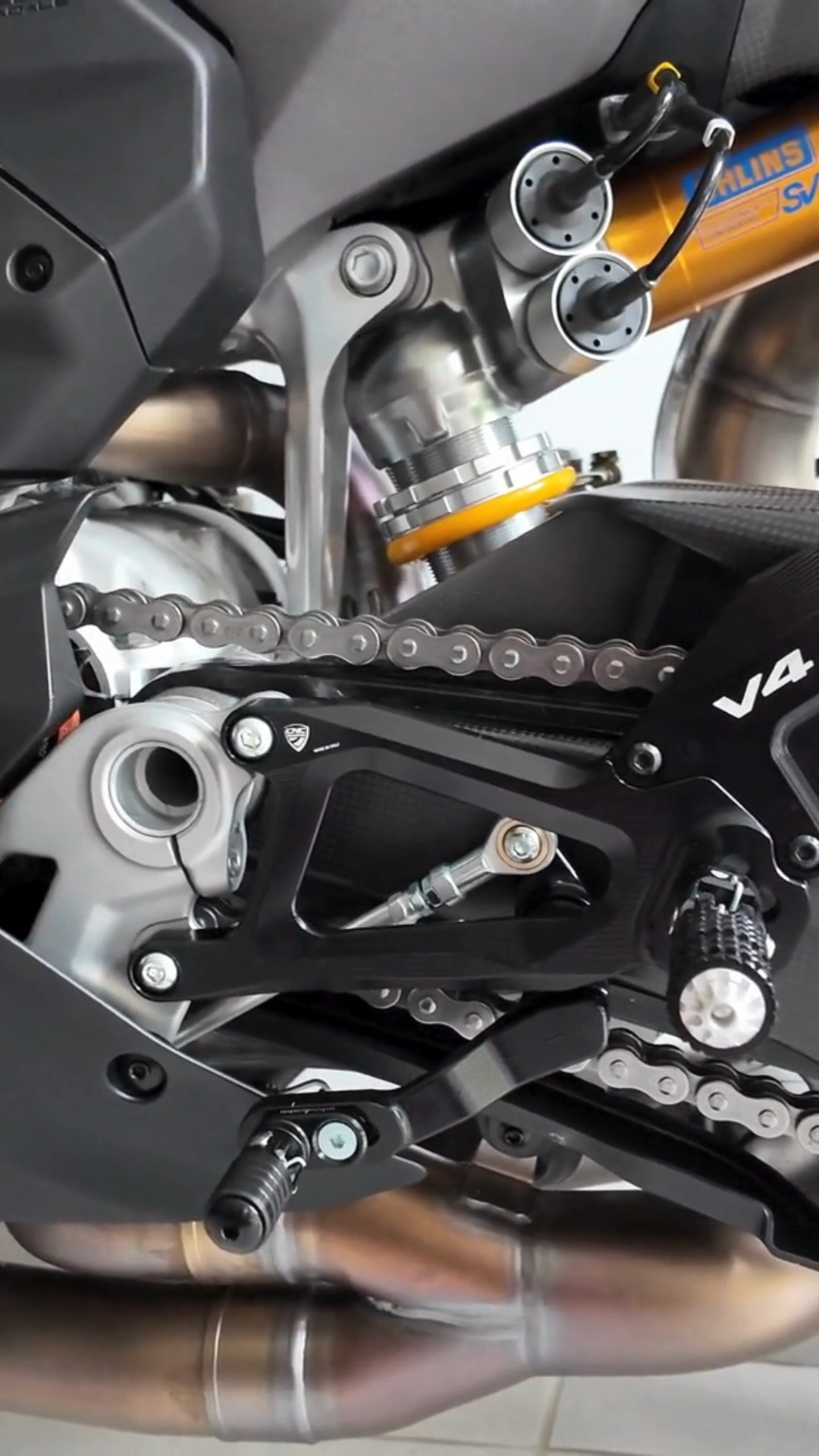 Ducati bike upgraded with CNC Racing sprockets and chain
