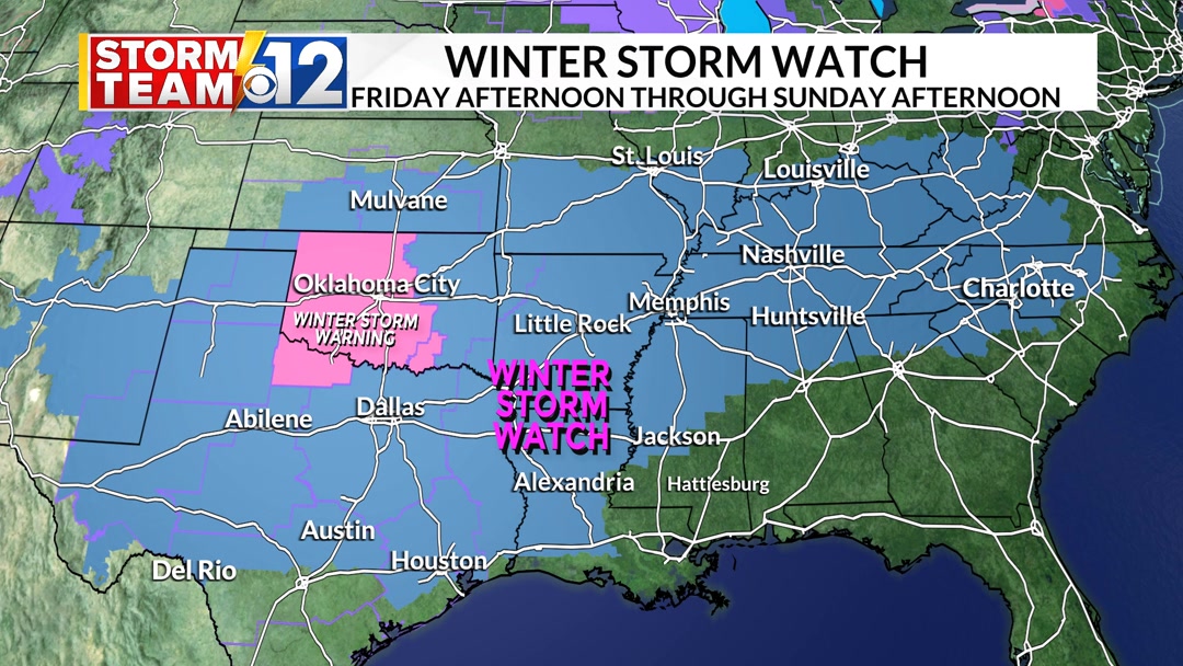 A Winter Storm Watch will be in effect for north & west MS from Friday ...