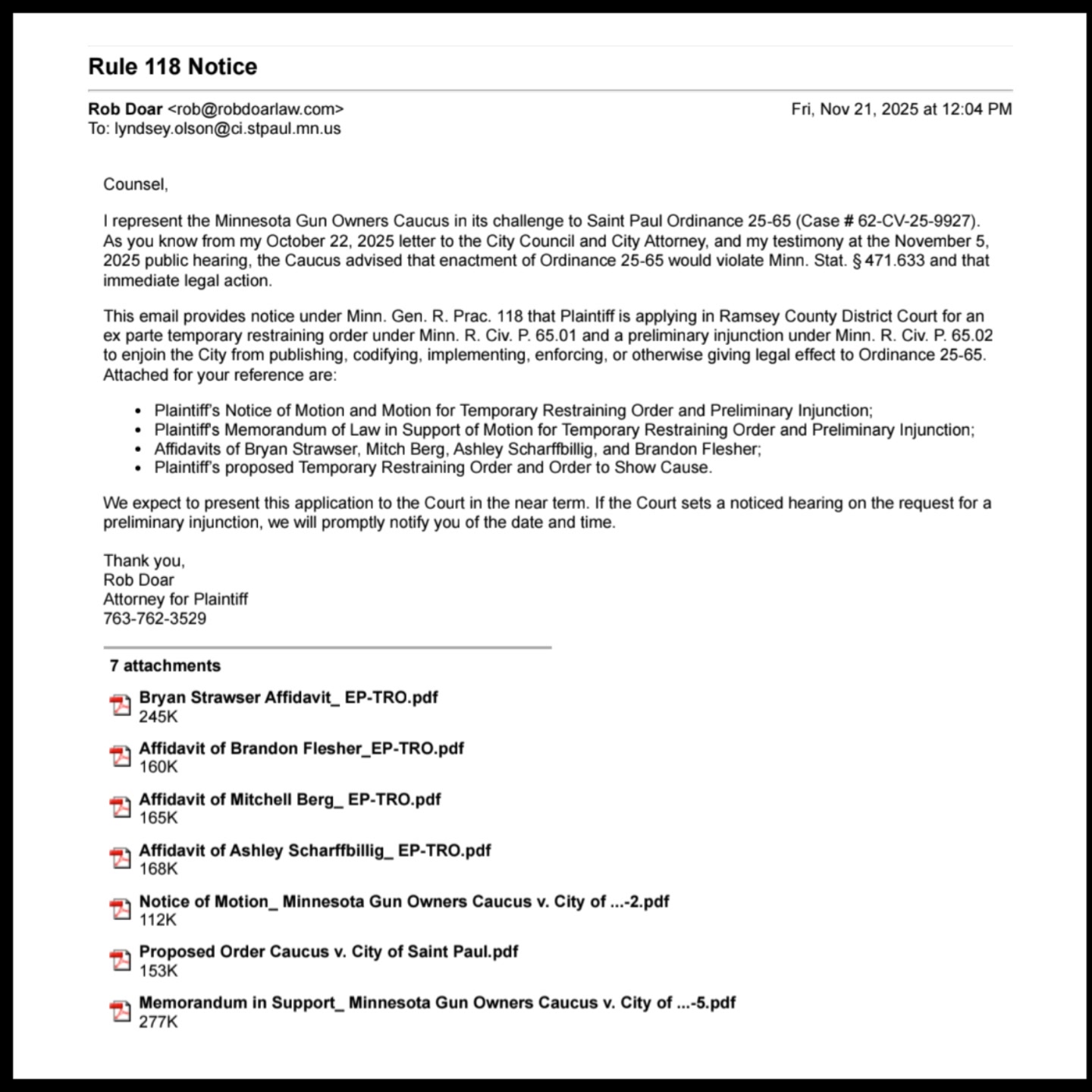 St. Paul told Judge Castro we “failed” to give notice of our Temporary ...