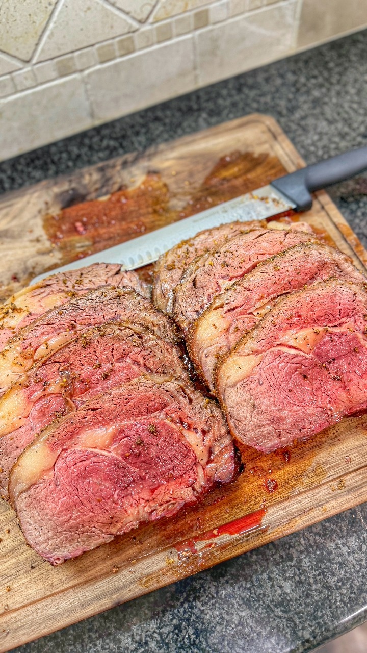 Doesn't get any better than slicing into a Snake River Farms prime rib ...