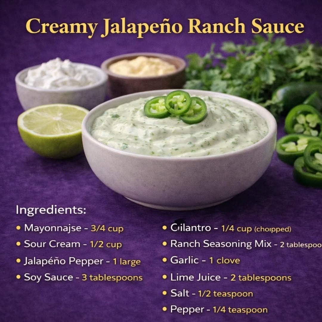 🌶️ Creamy Jalapeño Ranch Sauce 👉Ingredients • Mayonnaise – ¾ cup • Sour ...