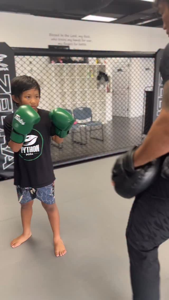A little kickboxing after wrestling practice. My little nephew Ethan ...